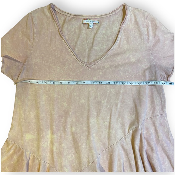 2for$30 ANTHROPOLOGIE Eri &Ali Acid Wash Asymmetrical T Shirt Pink Peach Medium - Picture 8 of 12